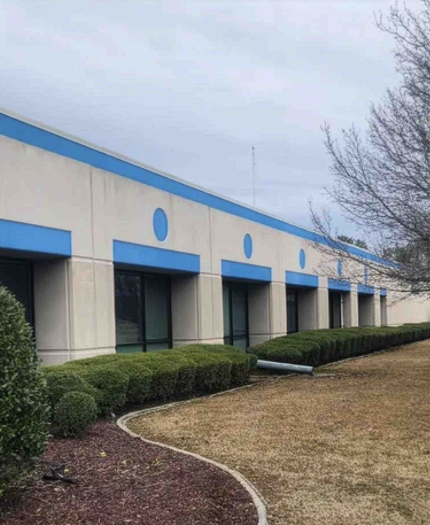 Commercial building exterior after soft washing