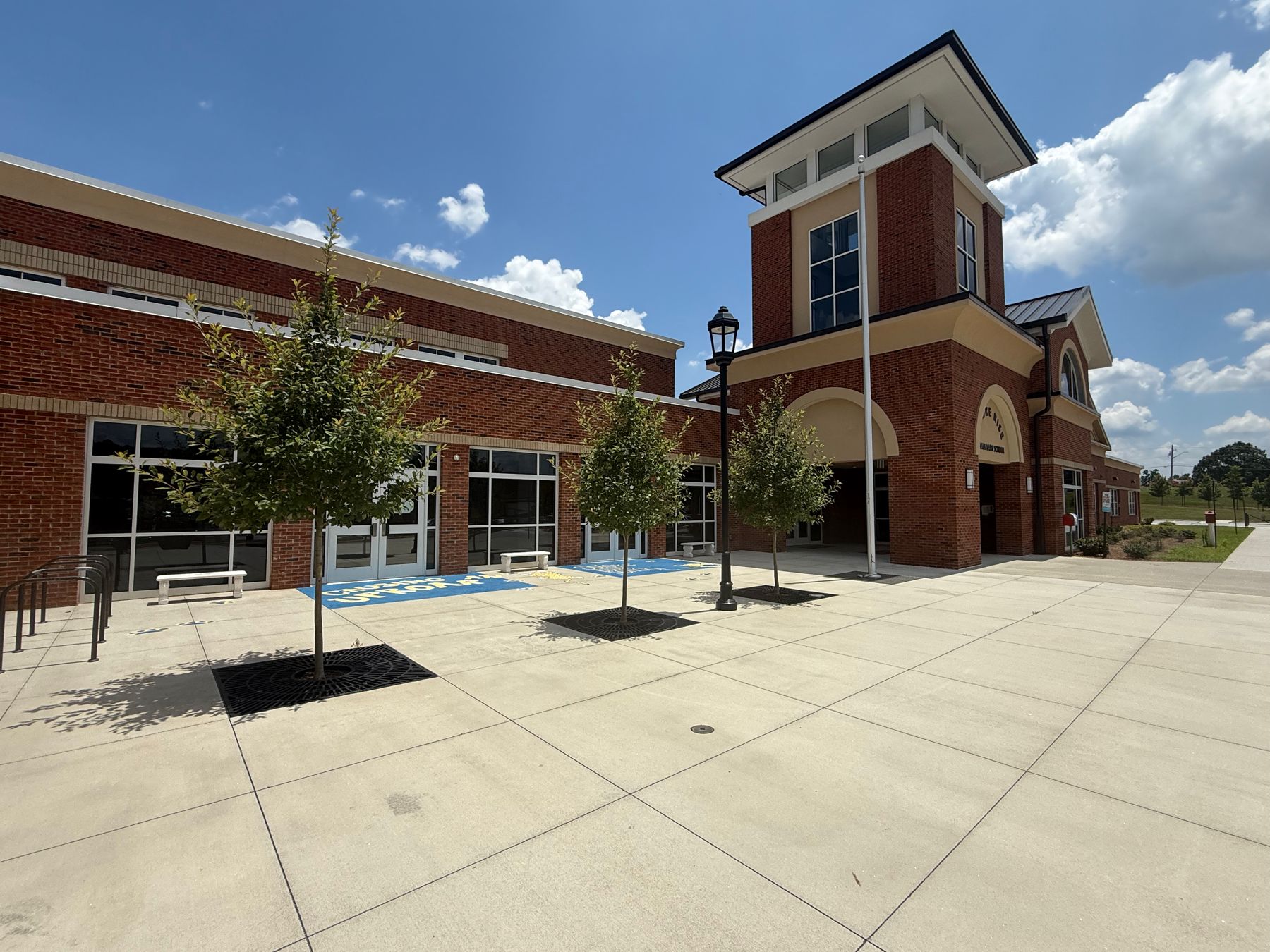 School entrance plaza cleaned